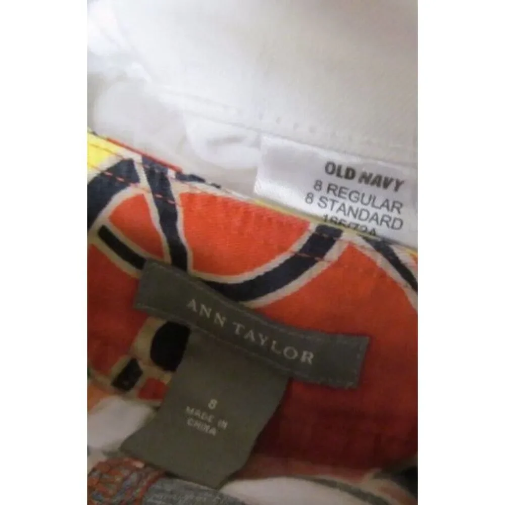 Lot of 2 Ann Taylor/Old Navy Flirt WHite Jean shorts MOD GEO Pocket‎ Skirt 8